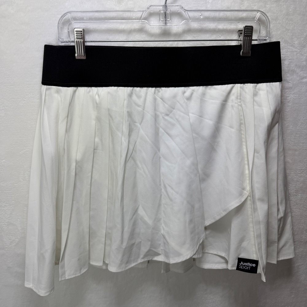 Justice XL Plus 16p-18p Womens White Pleated Tennis Skirt Pickleball Activewear